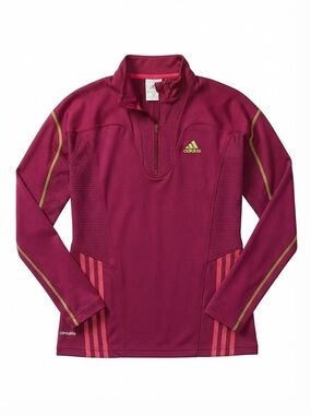 Adidas Climalite Maroon Berry 1/4 Zip Long Sleeve Active Top Size Small